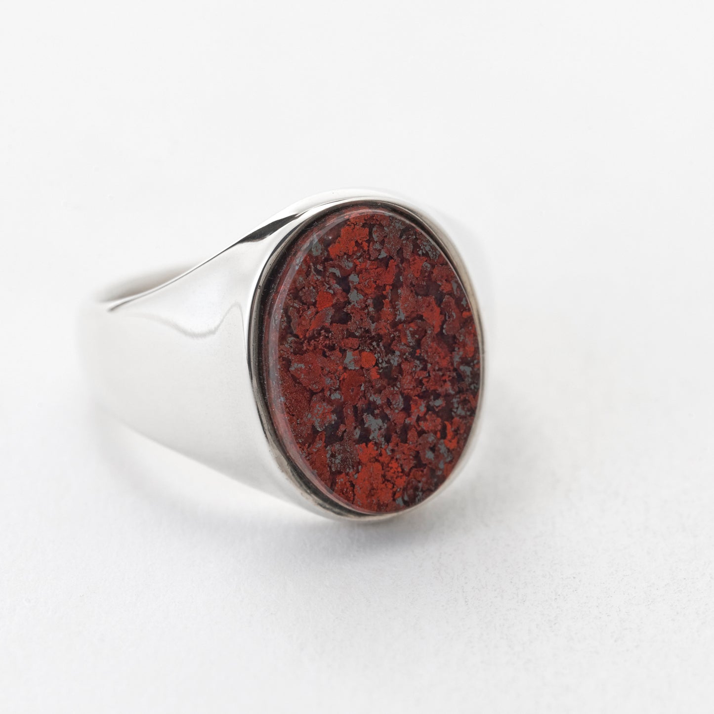 STONE SIGNET RING/RED BRECCIATED JASPER(L)