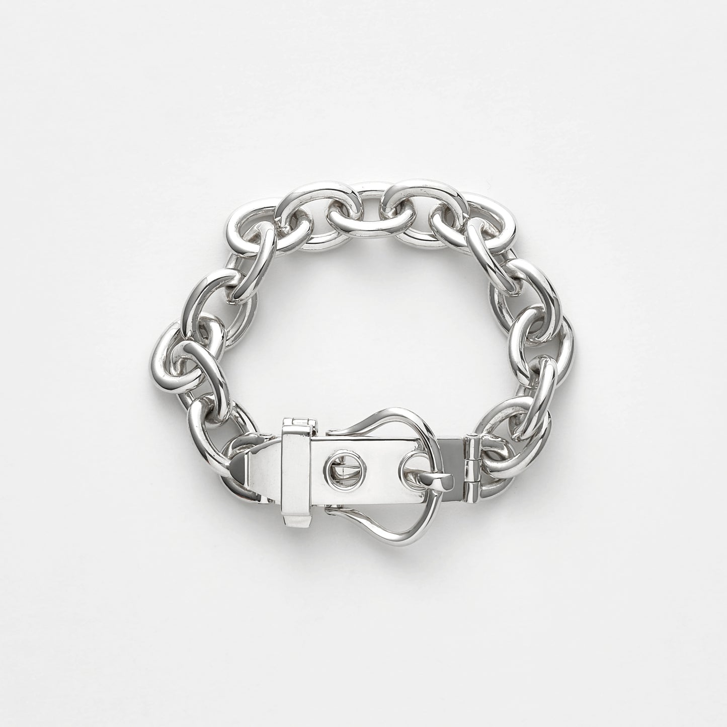 OVAL CHAIN HORSE SHOE BUCKLE BRACELET(L)