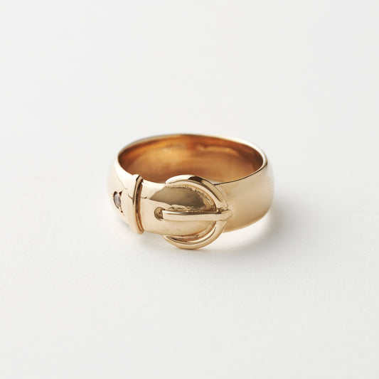 BUCKLE RING(10K GOLD,DIAMOND)