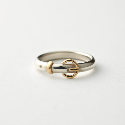 HORSE SHOE BUCKLE RING (SILVER&18K GOLD)