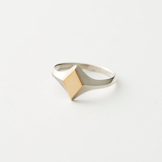 SILVER&18K DIA SIGNET  RING