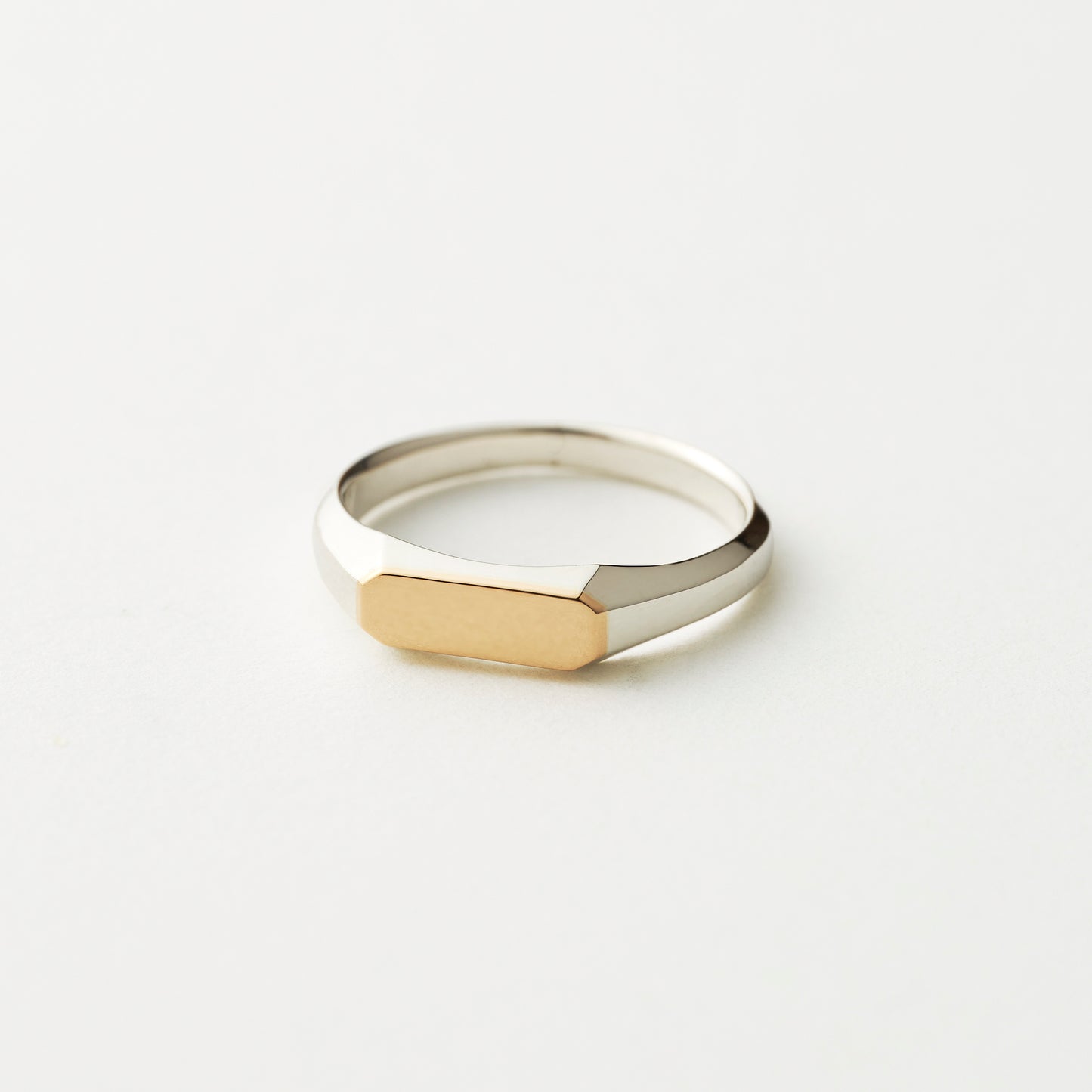 SILVER&18K OCTAGON SIGNET RING