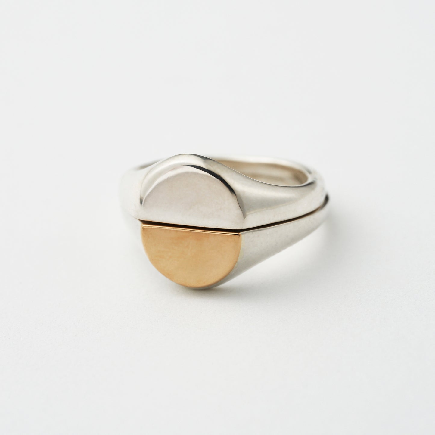 SIGNET BREAK RING SILVER&9K(M)
