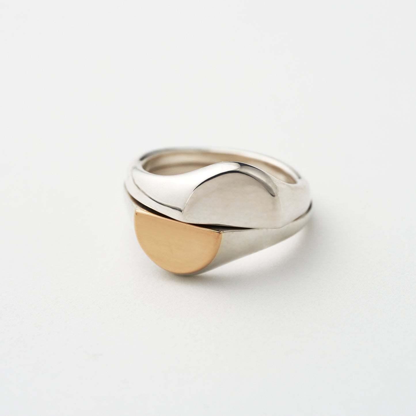 SIGNET BREAK RING SILVER&9K(M)