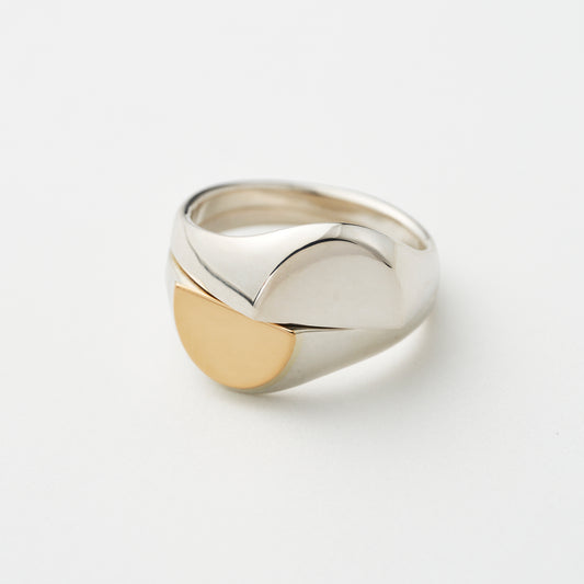 SIGNET BREAK RING SILVER&9K(L)