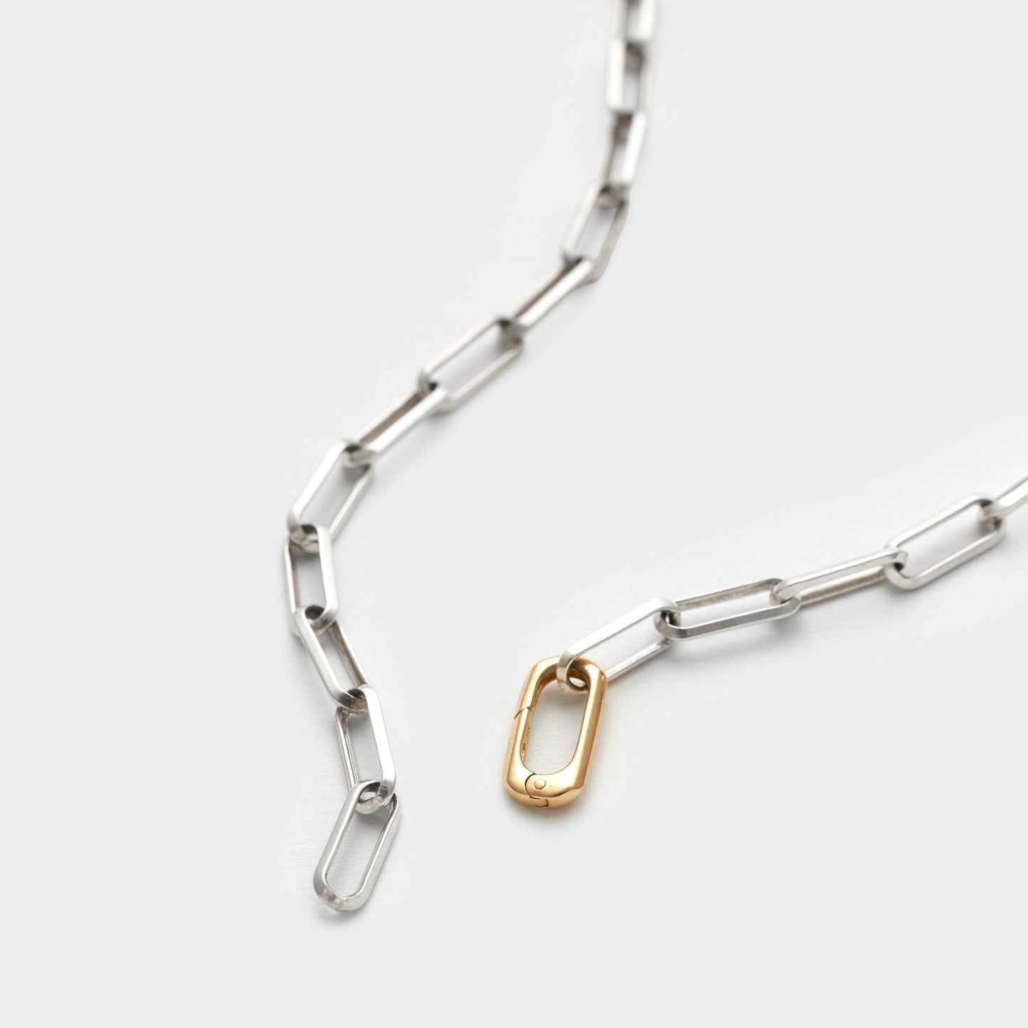 LONG CUT CABLE CHAIN NECKLACE/18K GOLD CRASP